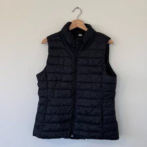 OLD NAVY Ladies Large Black Puffer Full Zip Vest